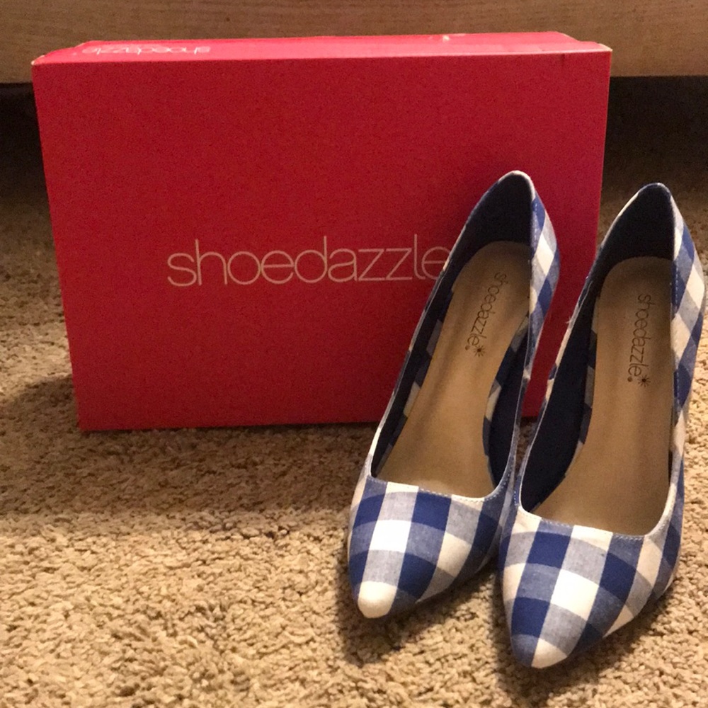 Blue gingham heels 6.5